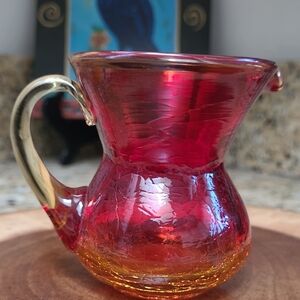 Vintage Mini Blenko Crackle Glass Creamer